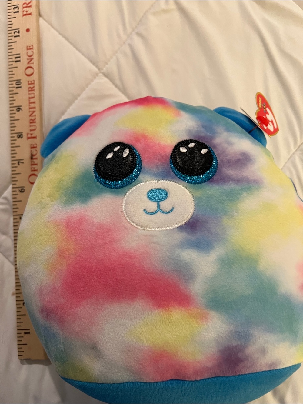 Ty Rainbow Tie-Dye Plush with Sparkle Eyes - Blue, Pink, Yellow, Purple